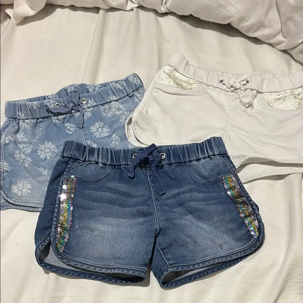 Members Mark 6/6x Denim and White Kids Shorts Set white denim sequined euc